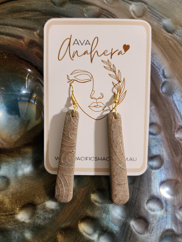 Straight Drop Clay Earrings - Concrete