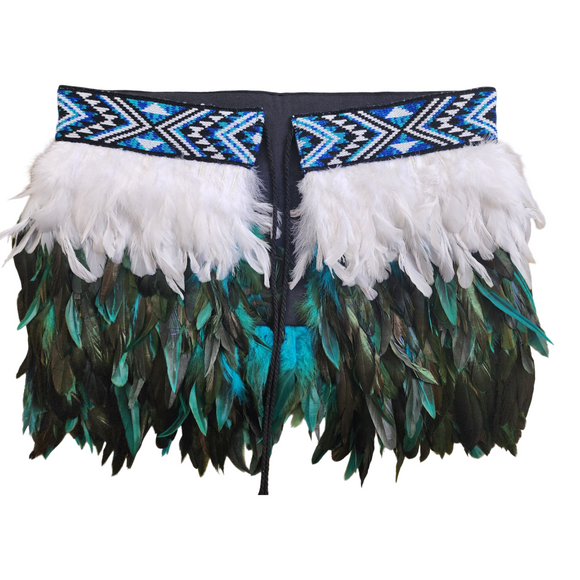 #S1 Kākahu (Korowai) - Teal & White - Quarter Length Small/Med/Large