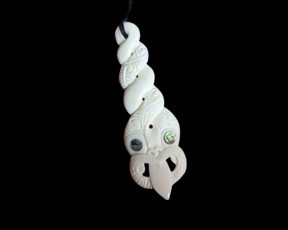 #88 Medium Taniwha Bone Carving with twist