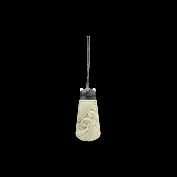 Small Bone Carving Toki Triple Koru  #27B