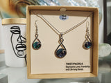 #32 Paua Twist Rhodium Pendant and Earring Set