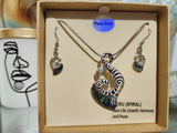 #36 Twist Paua Rhodium Pendant and Earring Set