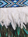 #S1 Kākahu (Korowai) - Teal & White - Quarter Length Small/Med/Large