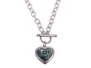 #K Paua Heart Chain Necklace