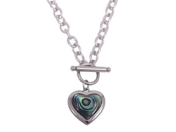 #K Paua Heart Chain Necklace