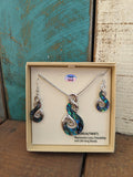 #41 Twist Paua Rhodium Pendant and Earring Set