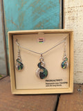 #42 Small Twist Paua Rhodium Pendant and Earring Set