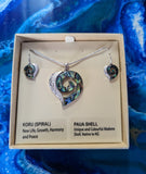 #2 Paua Heart Rhodium Pendant and Earring Set