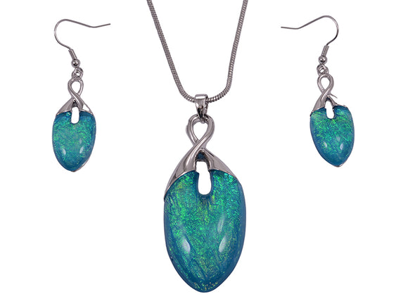 Twist Blue Rhodium Pendant and Earring Set