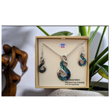 #41 Twist Paua Rhodium Pendant and Earring Set