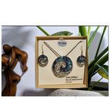 #38 Koru Paua Rhodium Pendant and Earring Set