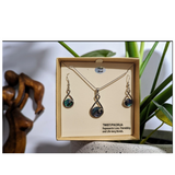 #32 Paua Twist Rhodium Pendant and Earring Set