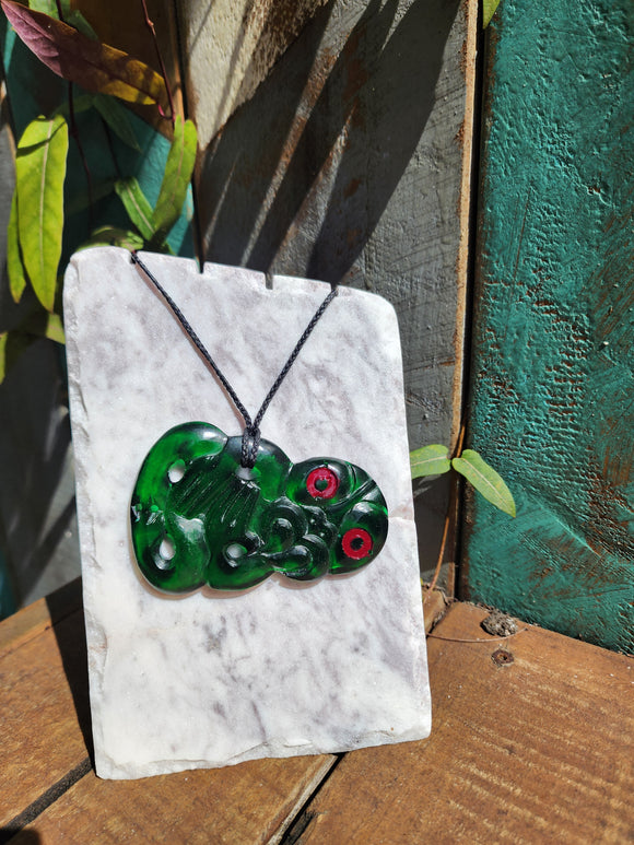 Green Resin Tiki Pendant
