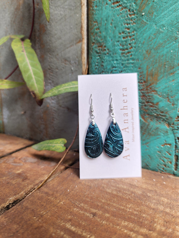 Small Roimata Clay Shimmer Blue Earrings