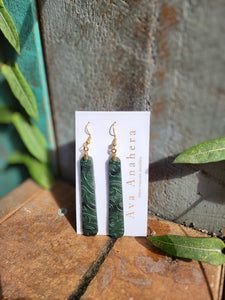 Dark Green Drop Clay Earrings