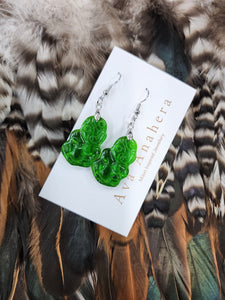 Resin Tiki Earrings - Green