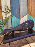 Dark stained Wooden Carved Patu with stand (450mm)