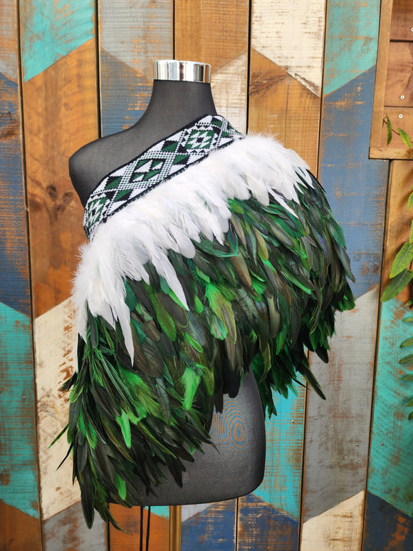 #M Emerald Green Kākahu ( Korowai ) - Quarter Length - Large