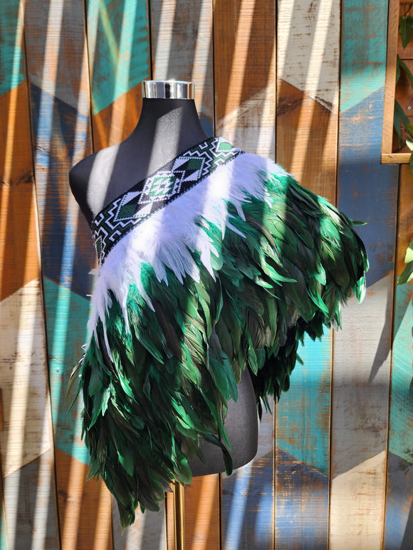 #A5 Green Kākahu ( Korowai ) - Quarter Length - Large