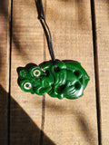 Large Green Resin Tiki Pendant
