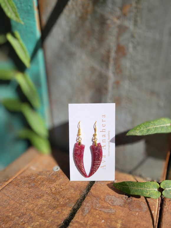 Maroon Clay Earrings