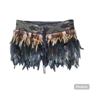 #C1 Kākahu (Korowai) - Black - Quarter Length - Large