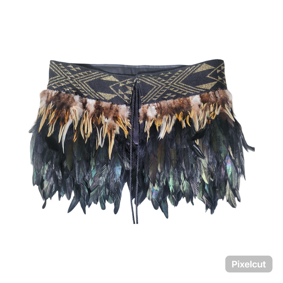 #C2 Kākahu (Korowai) - Black - Quarter Length