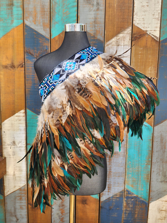 #C5 Kākahu (Korowai) - Brown/Teal - Quarter Length