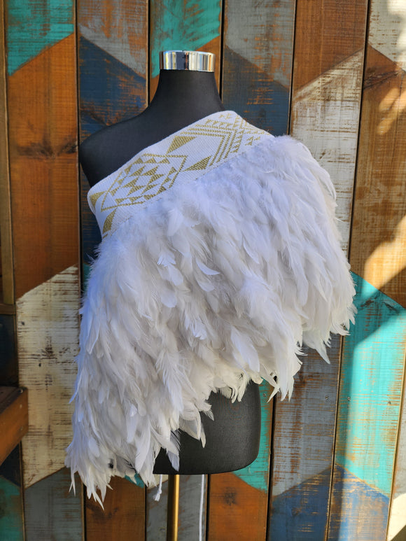 #P3 Adult Kākahu Korowai Cape - White (Quarter Length) -Small/Med/Large