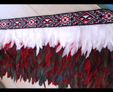 #J1 Kākahu Korowai - Red, White and Black (Quarter Length) Size Large