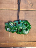 Large Green Resin Tiki Pendant