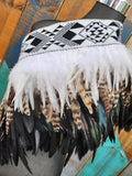 #A4 Black & White Kākahu ( Korowai ) - Shoulder Length (Large)