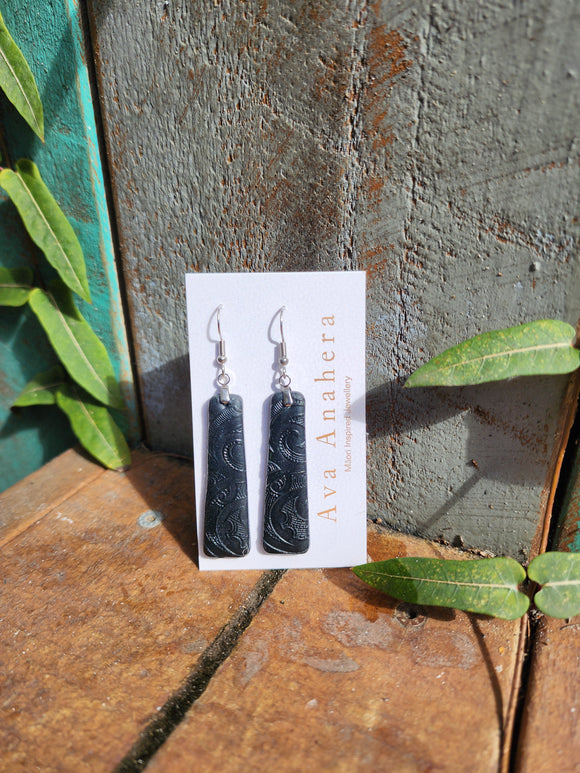 Adze Clay Earrings Black