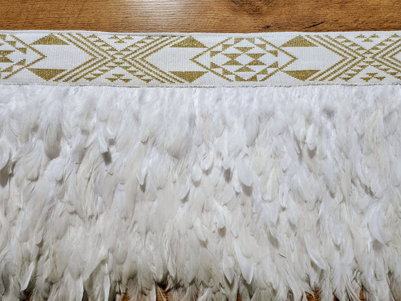 #P Adult Kākahu Korowai Cape - White (Quarter Length) - Size Large