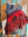 #K2 Kākahu Korowai - Red and Black (Quarter Length) Small/Medium/Large