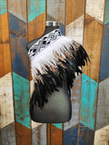 #A4 Black & White Kākahu ( Korowai ) - Shoulder Length (Large)