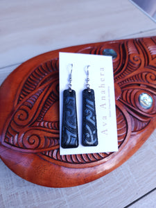 Adze Clay Earrings Black
