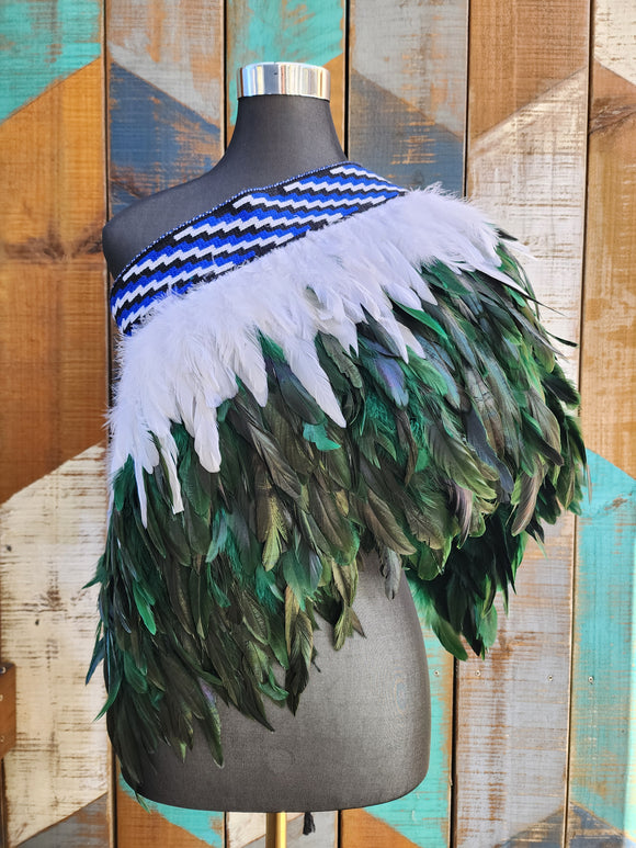 #M Dark Green Kākahu ( Korowai ) - Quarter Length - Large