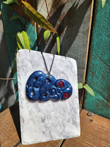 Blue Resin Tiki Pendant