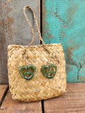 #30 Greenstone Heart Earrings (22mm)