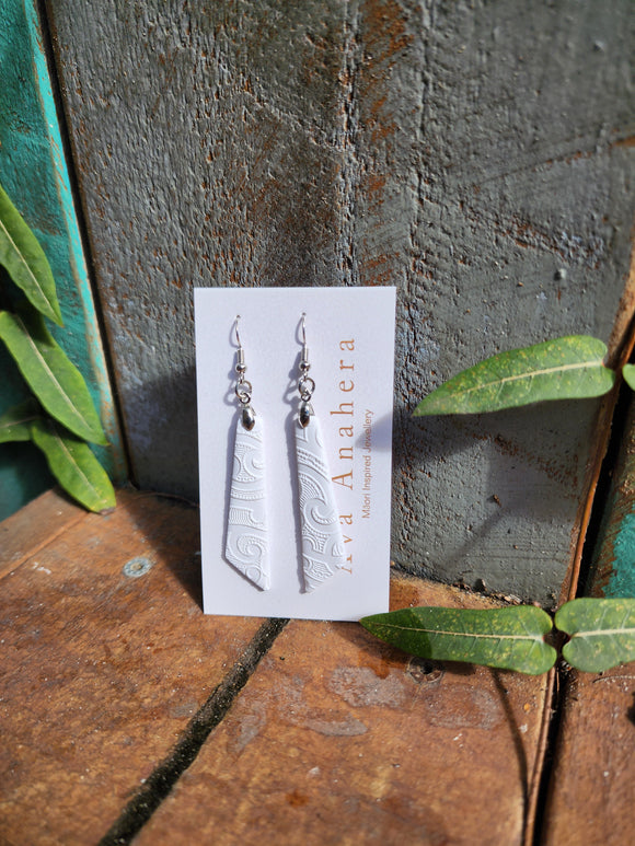 Clay Earrings Angled White