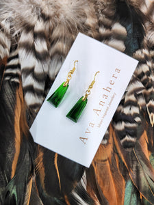 Resin Adze Earrings - Green