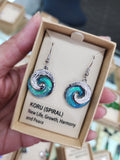 #1B  Blue Paua Koru Earring