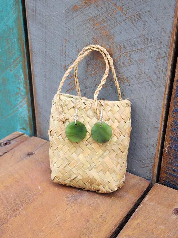 #30 Greenstone Porowhita Earrings (18mm)