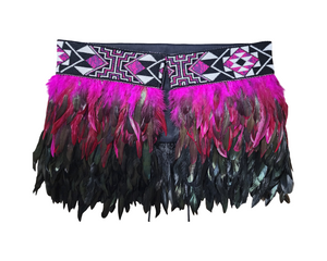 #K5 Adult Kākahu Korowai   - Magenta and Black (Quarter Length)