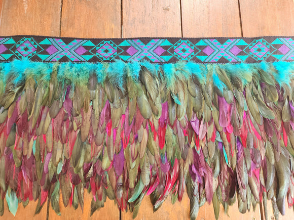 #K3 Adult Kākahu Korowai   - Teal and Purple  & Magenta(Quarter Length) Large