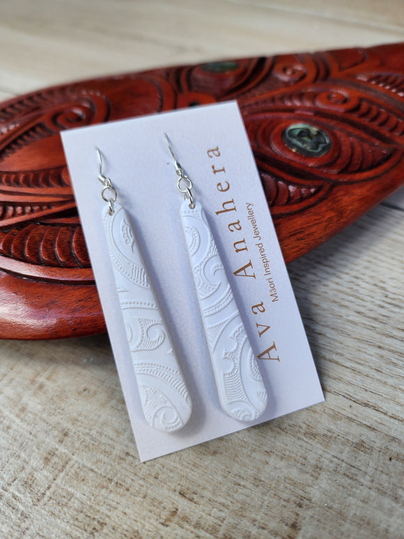 Drop Clay Earrings White 6cm