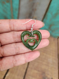 #30 Greenstone Heart Earrings (22mm)