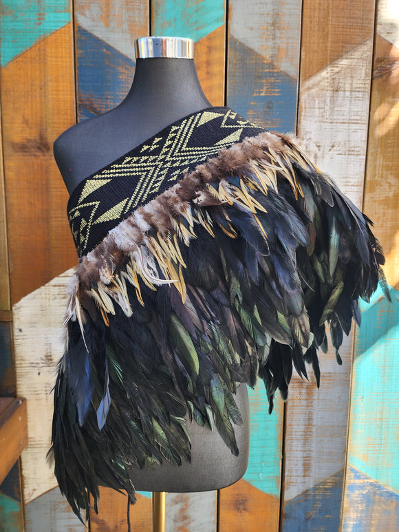 #C2 Kākahu (Korowai) - Black - Quarter Length