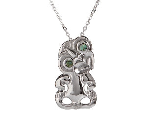 #P Tiki Silver Pendant